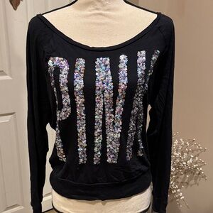 PINK Victoria's Secret Black Sequin Sweatshirt
